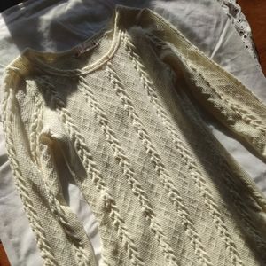 Cream long sleeve skater dress